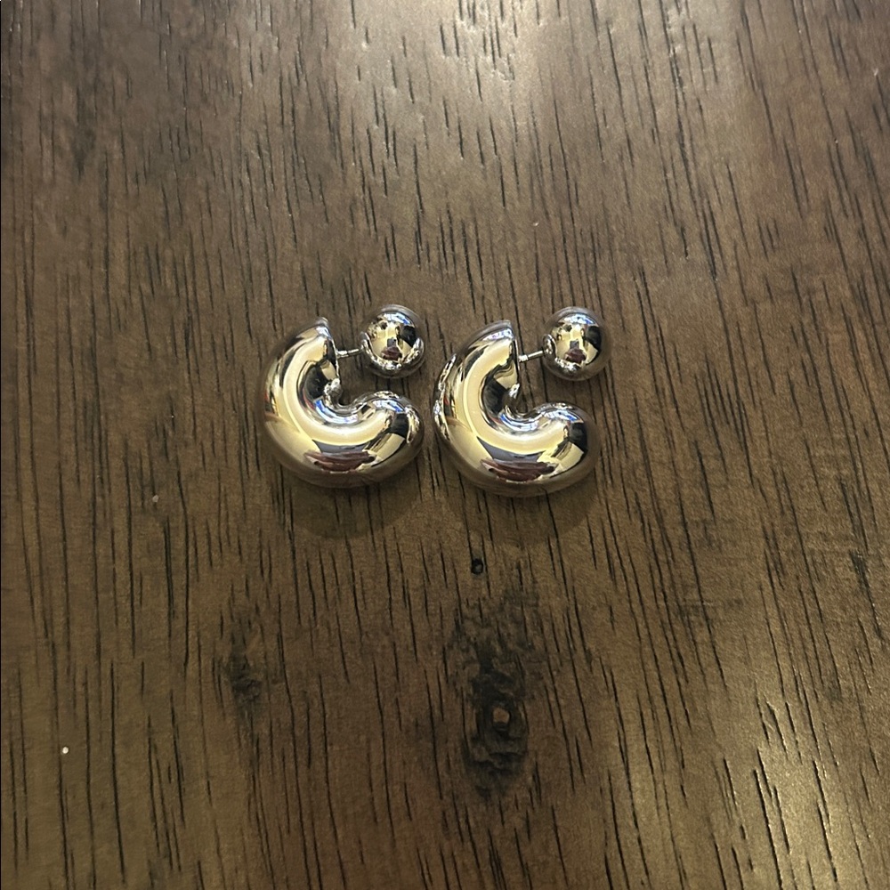 Jenny Bird Silver Tome Hoops Earrings - Picture 3 of 5